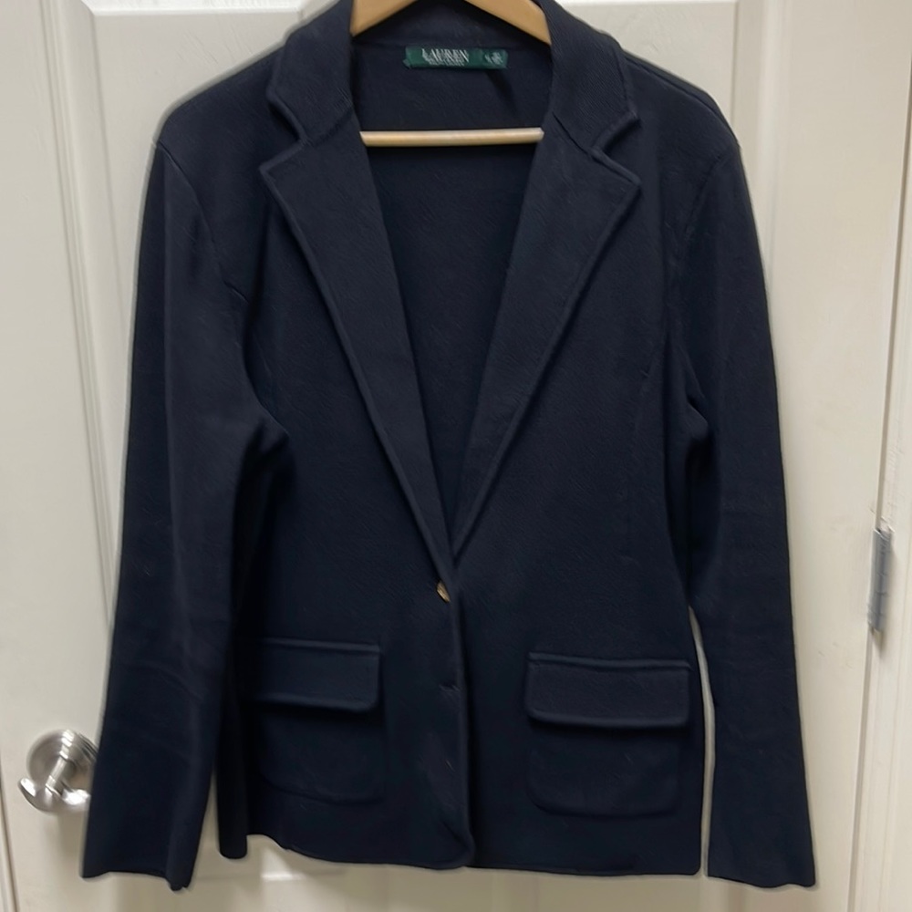 Ralph Lauren Black Sweater Jacket Blazer XL Extra Large - EUC - Worn Once